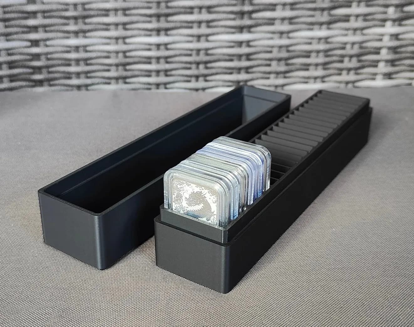 Münzbox für 25x Silbermünzen in Rectangle Kapseln, Hochformat Bild 3