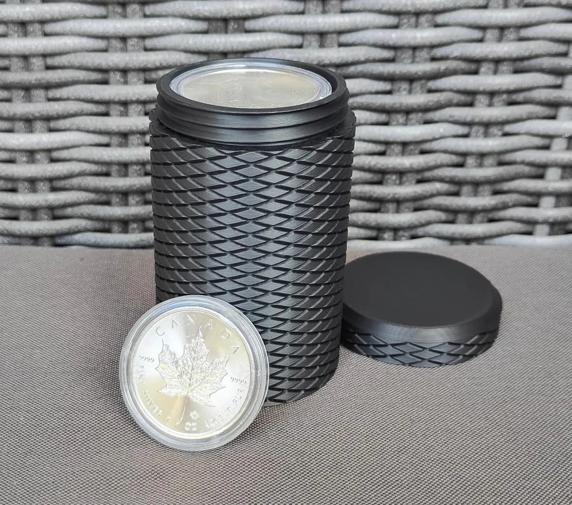Münztube mit Diamantmuster für 12x 1 Oz Silbermünzen und Goldmünzen Bild 2