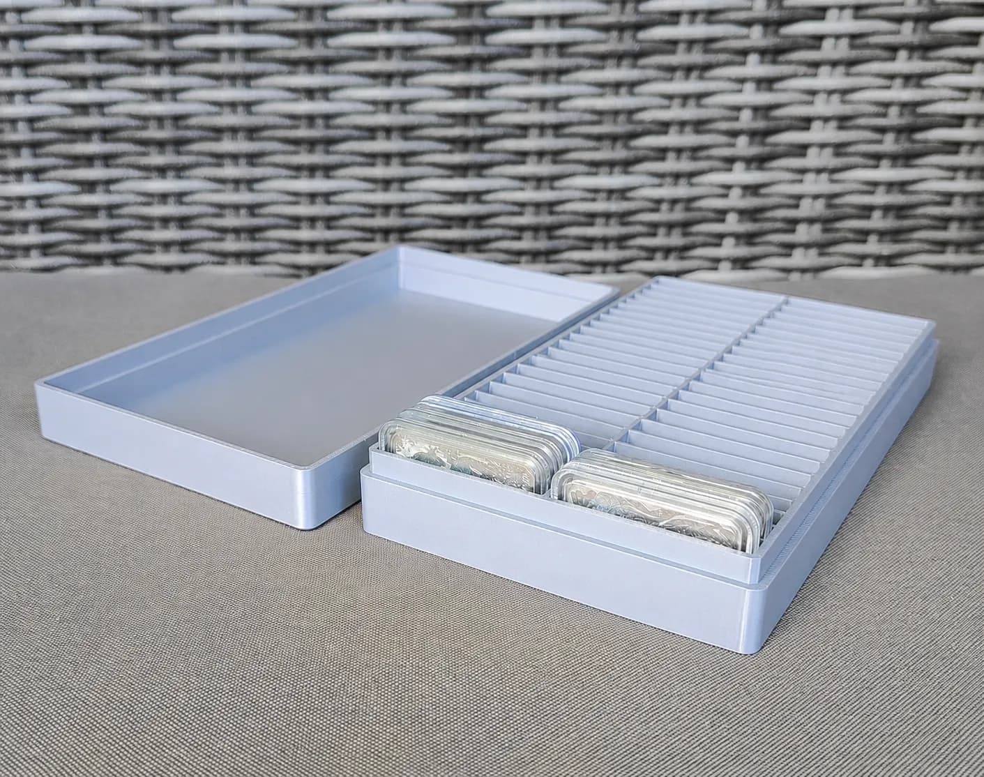 Münzbox für 50x Silbermünzen in Rectangle Kapseln, Querformat Bild 7
