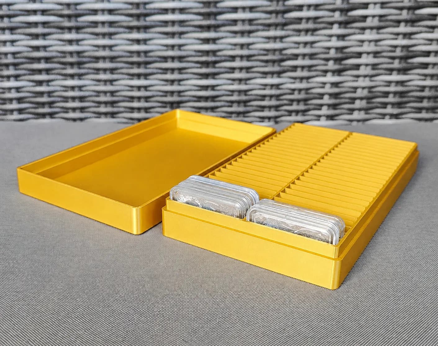 Münzbox für 50x Silbermünzen in Rectangle Kapseln, Querformat Bild 6