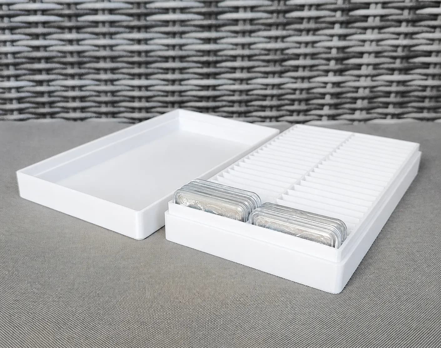 Münzbox für 50x Silbermünzen in Rectangle Kapseln, Querformat Bild 5