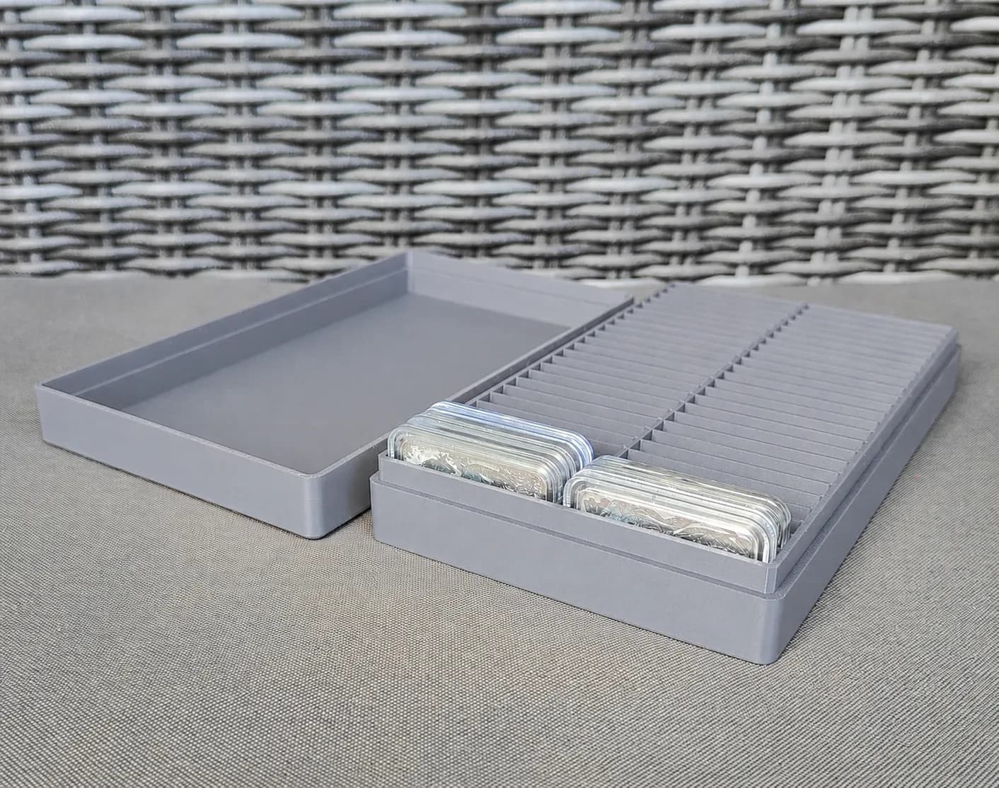 Münzbox für 50x Silbermünzen in Rectangle Kapseln, Querformat Bild 4